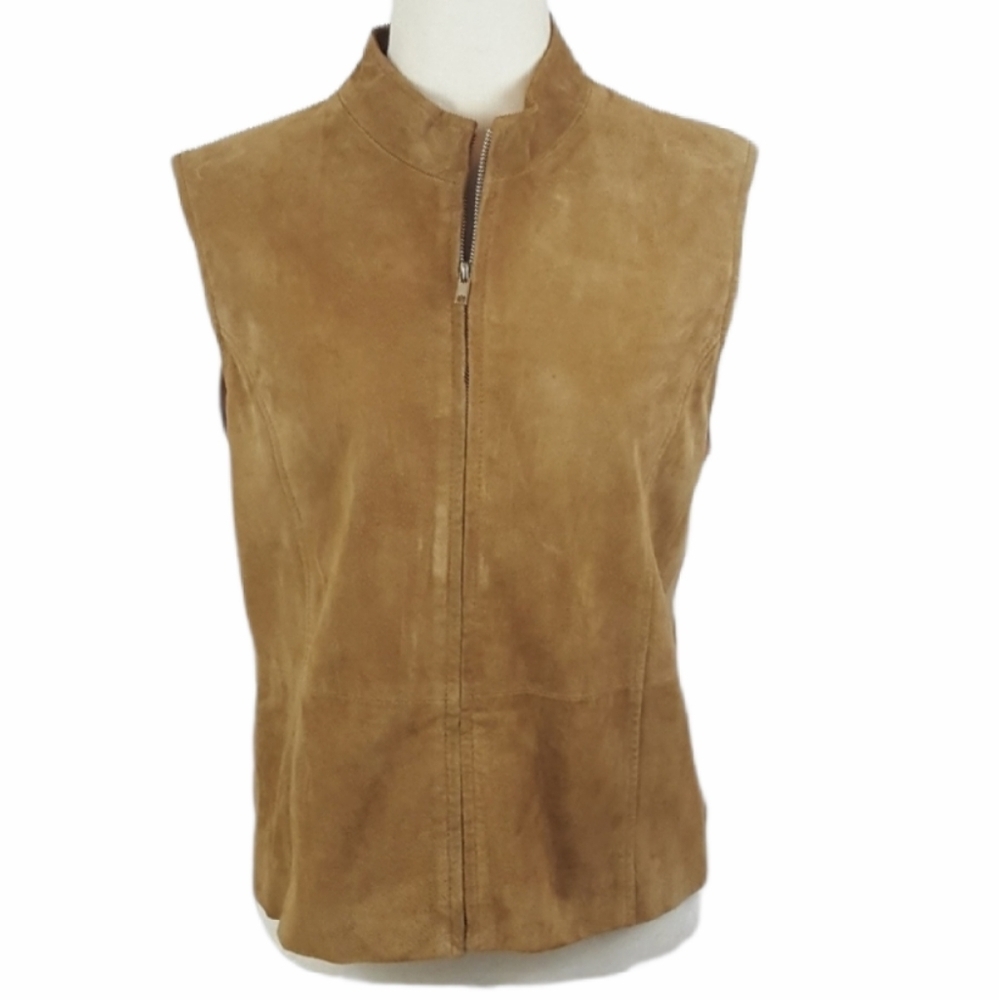 Vintage - Genuine Suede Tan Zip Up Vest‎